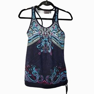 Athleta Tank Tinker Tank Top Blue paisley XS Sleeveless navy exercise yoga